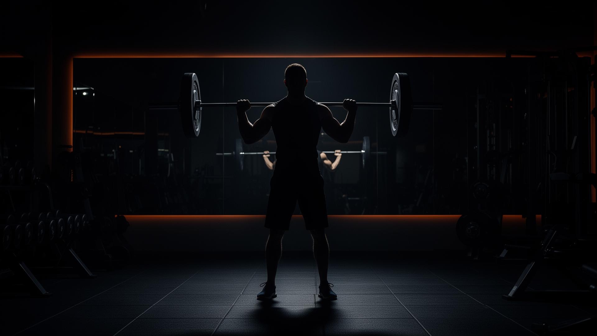 Athlete training with barbell
